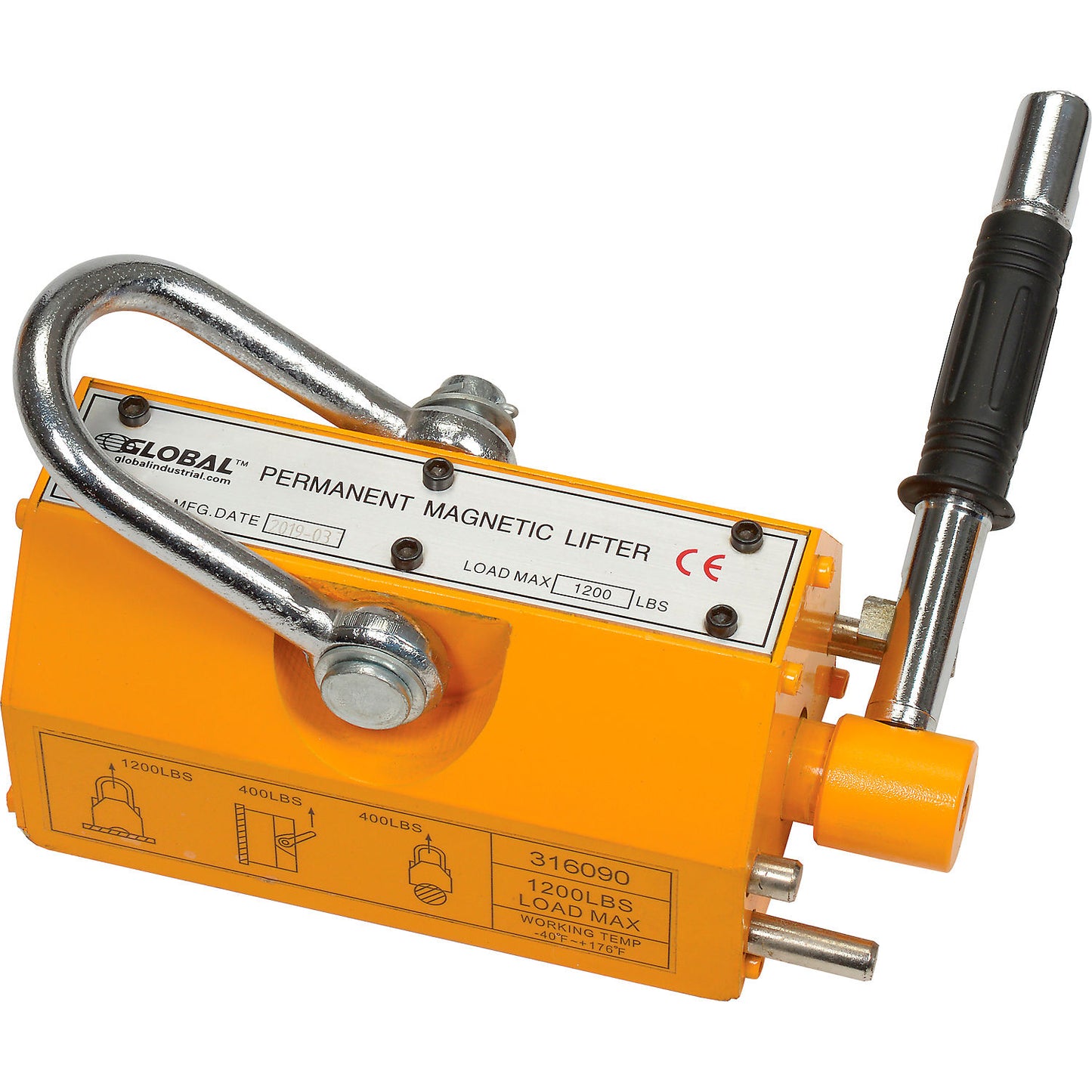 Global Industrial Lifting Magnet, 1200 lb. Capacity (WB316090)
