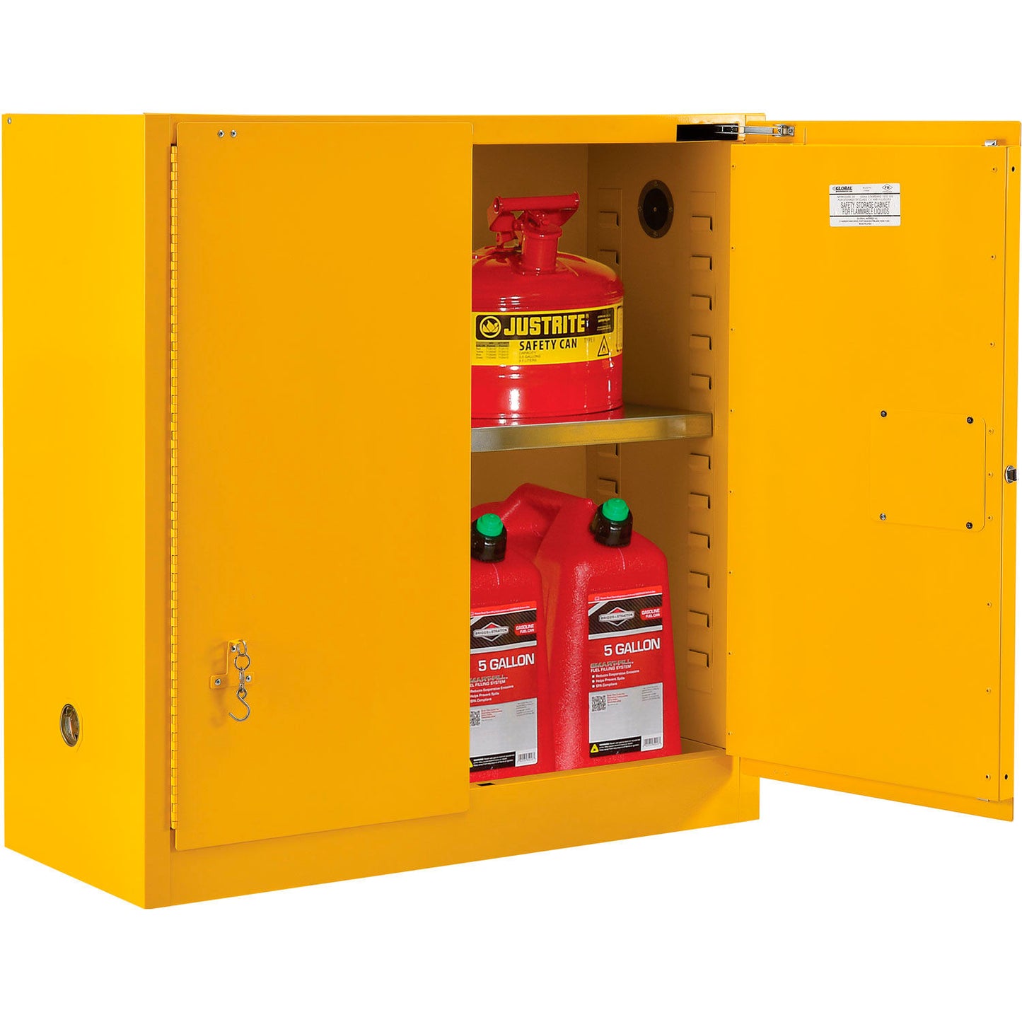 Global Industrial Flammable Cabinet, Self Close Double Door, 30 Gallon, 43"Wx18"Dx44"H (WB316094)