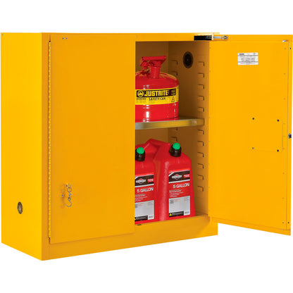 Global Industrial Flammable Cabinet, Self Close Double Door, 30 Gallon, 43"Wx18"Dx44"H (WB316094)