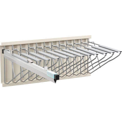 Interion Blueprint Wall Mount Storage Rack w/ 12 Hangers & 12"-30" Hanging Clamps, 23"W, White (WB298696)