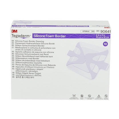 3M™ Tegaderm™ Foam Dressing 4 X 4 Inch With Border Film Backing Silicone Adhesive Square Sterile (842349_CS)