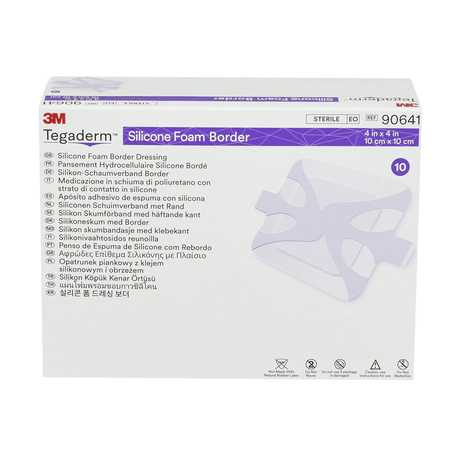 3M™ Tegaderm™ Foam Dressing 4 X 4 Inch With Border Film Backing Silicone Adhesive Square Sterile (842349_EA)