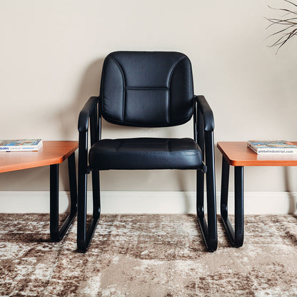 Interion Antimicrobial Synthetic Leather Reception Chair - Black (WB317101)
