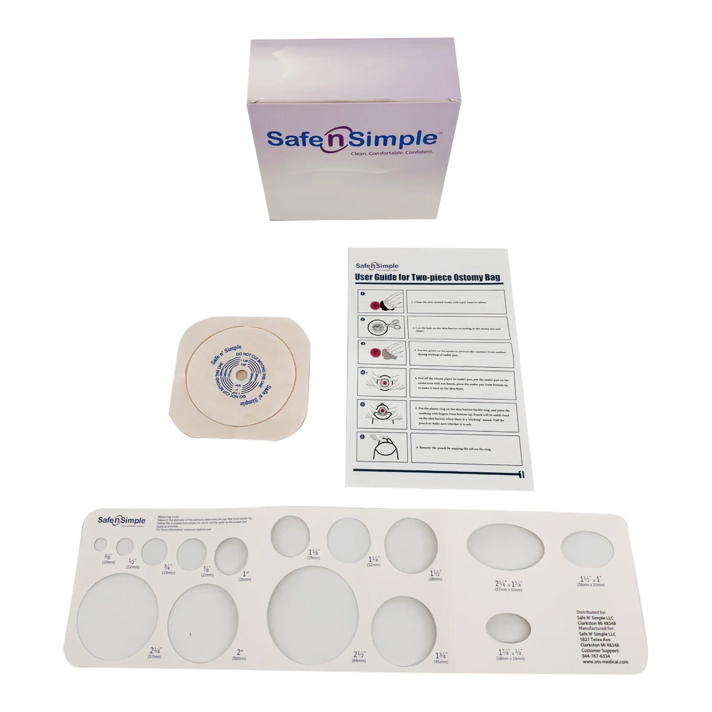 Safe n Simple™ Ostomy Barrier Trim to Fit, Standard Wear Flexible Tape 45 mm Flange Up to 1-1/4 Inch Opening 4-1/2 X 4-1/2 Inch (1245141_BX)