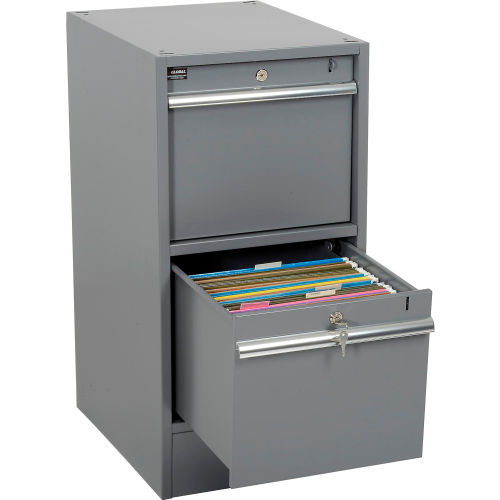 Global Industrial Pedestal W/ 2 Drawers, 15-3/4"W x 20"D, Gray (WB318857)