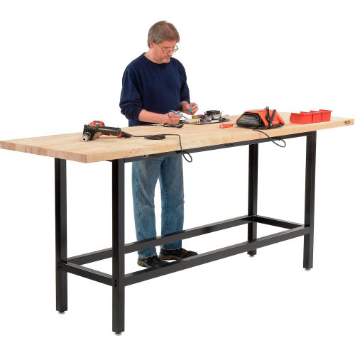 Global Industrial Standing Height Workbench, 96 x 30", Maple Butcher Block Square Edge (WB318949)