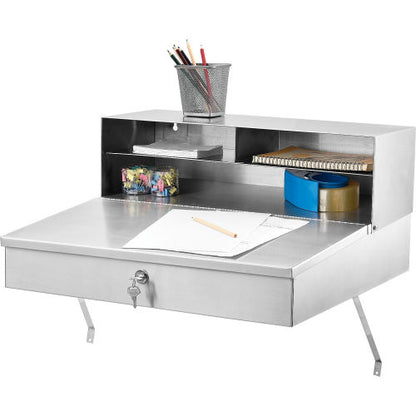 Global Industrial Wall Mount Shop Desk, 24"W x 22"D, Stainless Steel (WB319053)