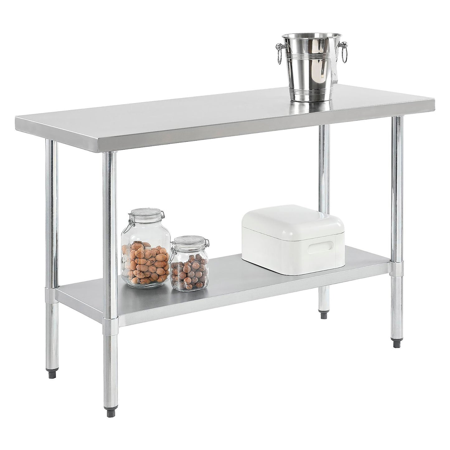 Global Industrial 430 Stainless Steel Table, 48 x 24", Undershelf (WB319055)
