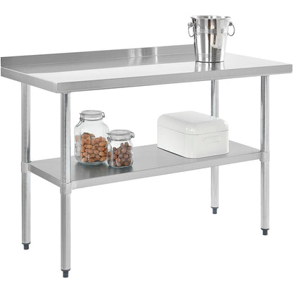 Global Industrial 430 Stainless Steel Table, 72 x 30", Undershelf, 2" Backsplash (WB319061)
