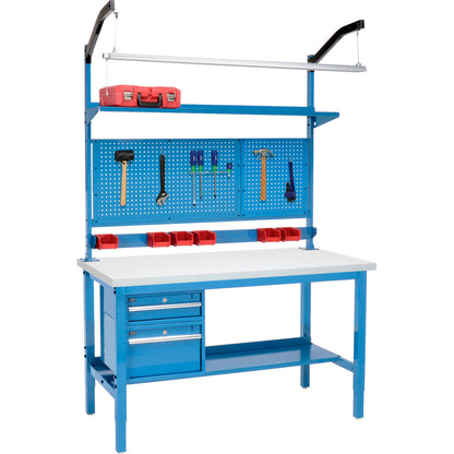 Global Industrial 60 x 30 Production Workbench - Laminate Square Edge Complete Bench - Blue (WB319162)
