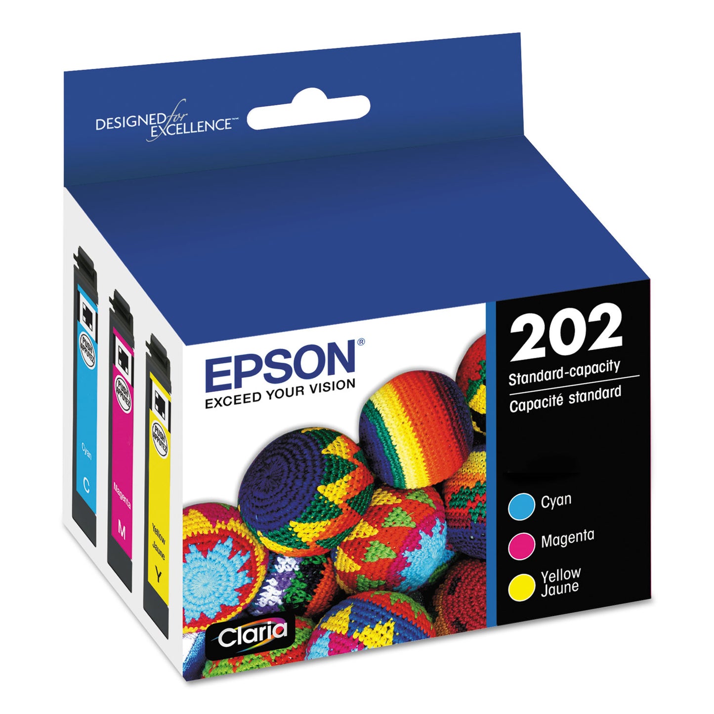Epson® T202520-S (202) Claria Ink, 165 Page-Yield, Cyan/Magenta/Yellow (EPST202520S)