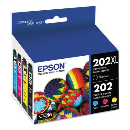Epson® T202XL-BCS (202XL) Claria High-Yield Ink, 550/165 Page-Yield, Cyan/Magenta/Yellow (EPST202XLBCS)
