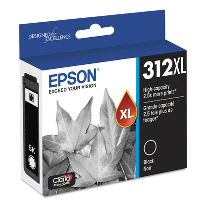 Epson® T312XL120-S (312XL) Claria High-Yield Ink, 500 Page-Yield, Black (EPST312XL120S)