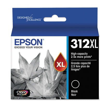 Epson® T312XL120-S (312XL) Claria High-Yield Ink, 500 Page-Yield, Black (EPST312XL120S)