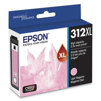 Epson® T312XL620-S (312XL) Claria High-Yield Ink, 830 Page-Yield, Light Magenta (EPST312XL620S)