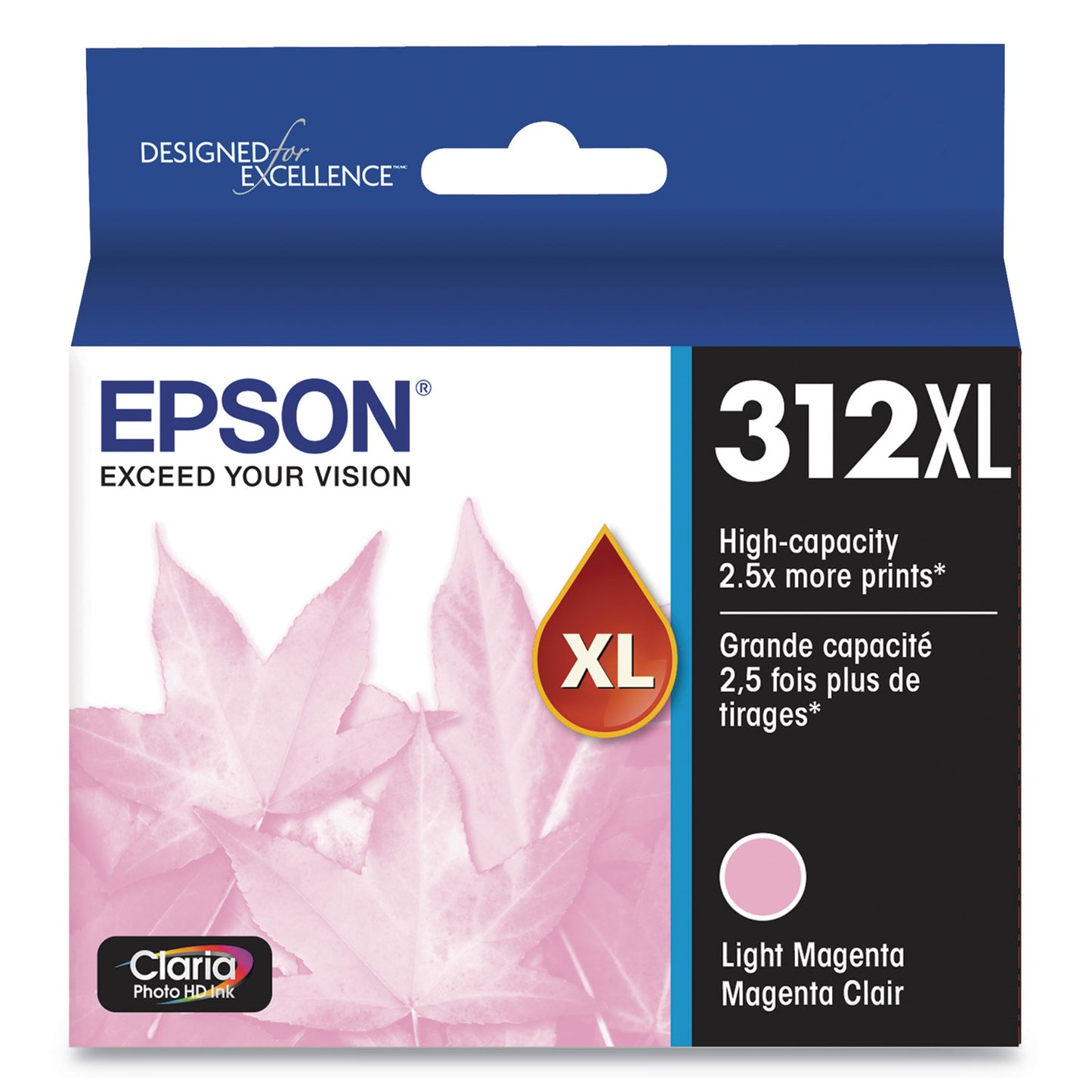 Epson® T312XL620-S (312XL) Claria High-Yield Ink, 830 Page-Yield, Light Magenta (EPST312XL620S)