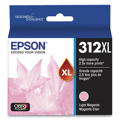 Epson® T312XL620-S (312XL) Claria High-Yield Ink, 830 Page-Yield, Light Magenta (EPST312XL620S)
