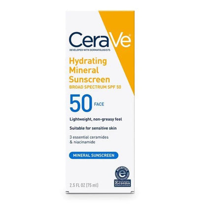 CeraVe® Hydrating Mineral Sunscreen Face Sunscreen SPF 50 Lotion 2.5 oz. Tube (1253472_EA)