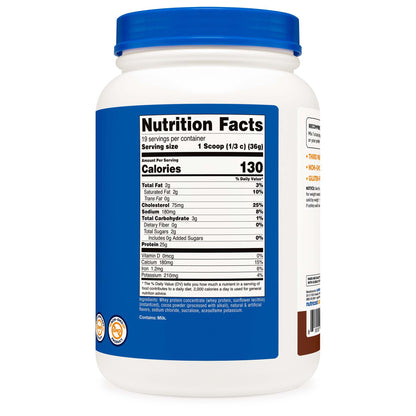 Nutricost Whey Protein Concentrate Oral Supplement Chocolate Flavor Powder 1.5 lb. Canister (1270267_BT)