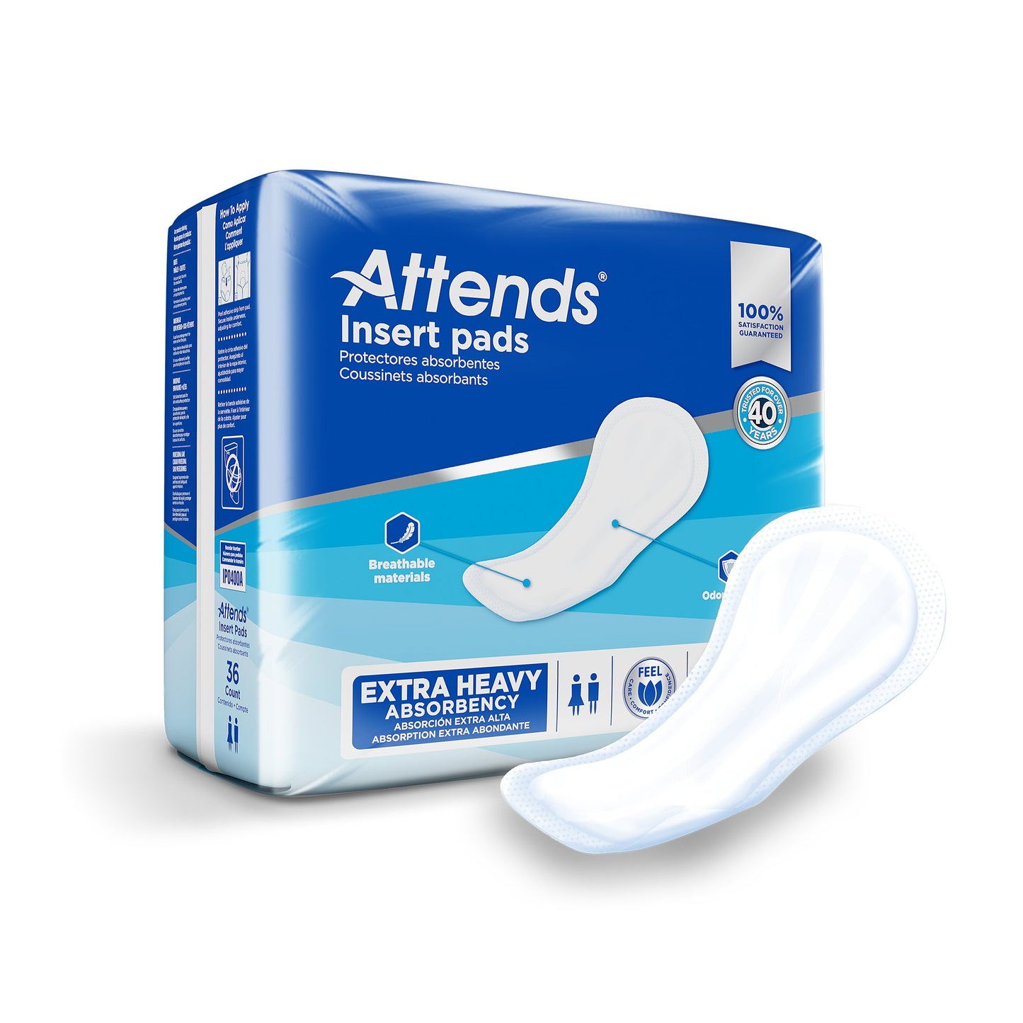 Attends® Insert Pad Incontinence Liner 16-1/2 Inch Length Heavy Absorbency Polymer Core One Size Fits Most (1186543_CS)