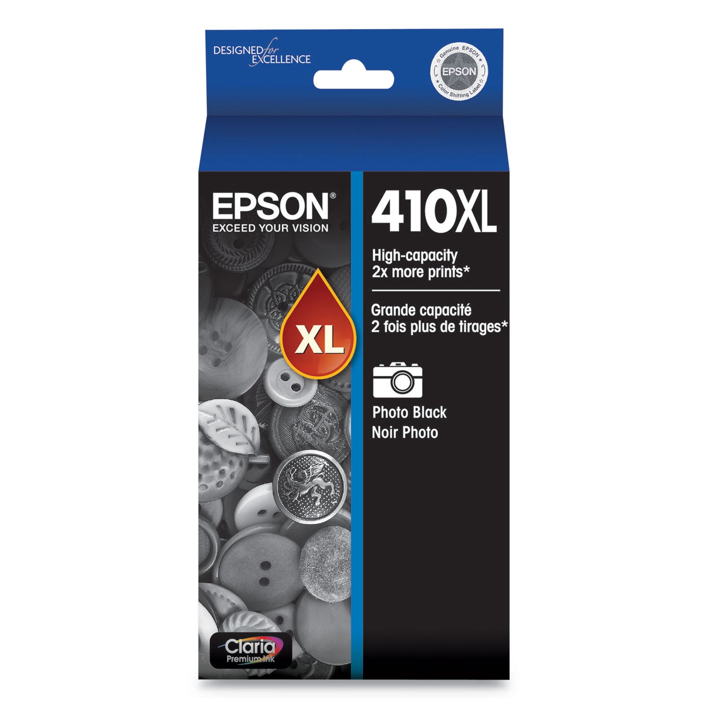 Epson® T410XL120-S (410XL) Claria High-Yield Photo Ink, 500 Page-Yield, Black (EPST410XL120S)