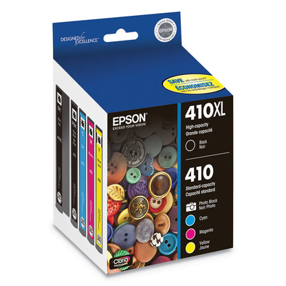 Epson® T410XL-BCS (410XL) Claria High-Yield Ink, 650 Page-Yield, Black/Cyan/Magenta/Yellow (EPST410XLBCS)