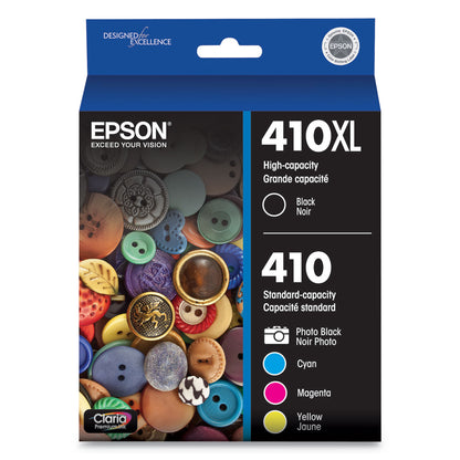 Epson® T410XL-BCS (410XL) Claria High-Yield Ink, 650 Page-Yield, Black/Cyan/Magenta/Yellow (EPST410XLBCS)