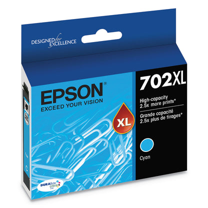 Epson® T702XL220-S (702XL) DURABrite Ultra High-Yield Ink, 950 Page-Yield, Cyan (EPST702XL220S)