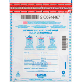 Global Industrial FraudStopper Tamper Evident Deposit Bag, 9"W x 12"H, Clear, 100/Pack (WB320837)