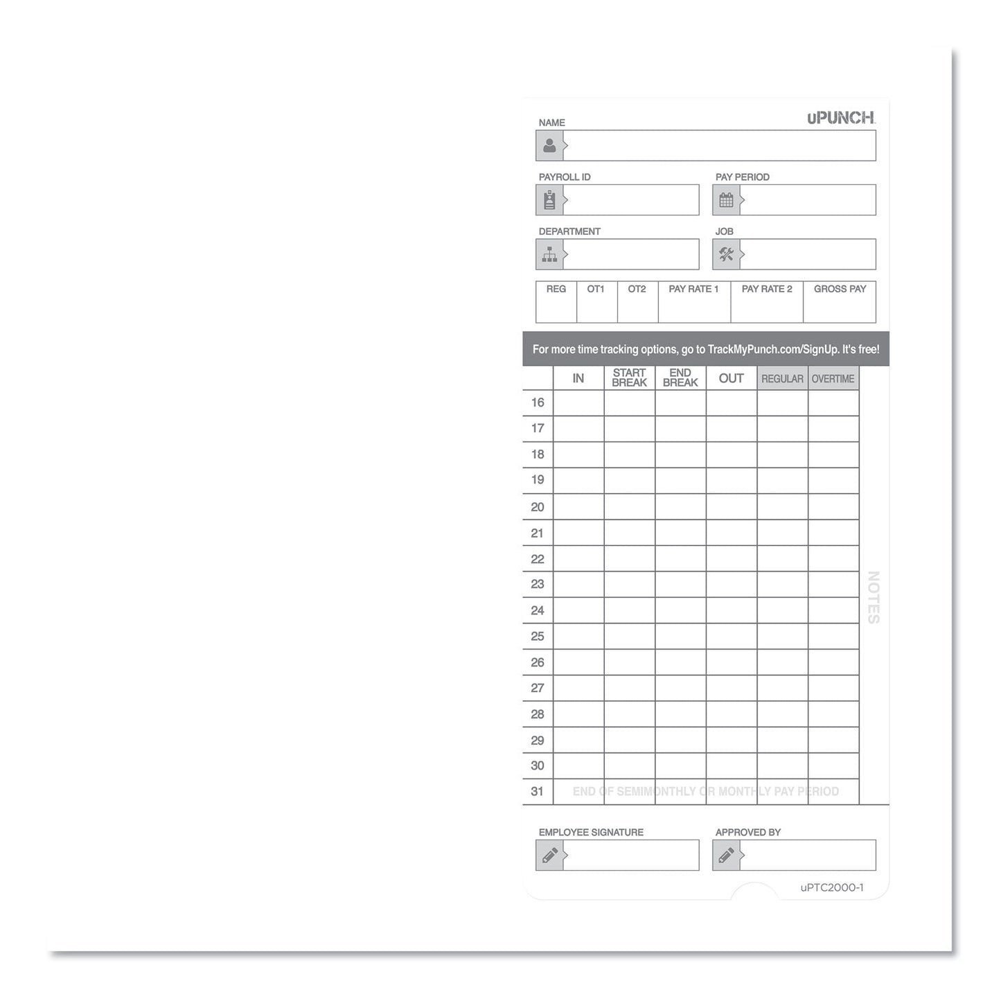 upunch-time-clock-cards-for-upunch-hn2000-hn4000-hn4600-two-sides-7-5-x-3-5-100-pack-ppzhntcl2100_2