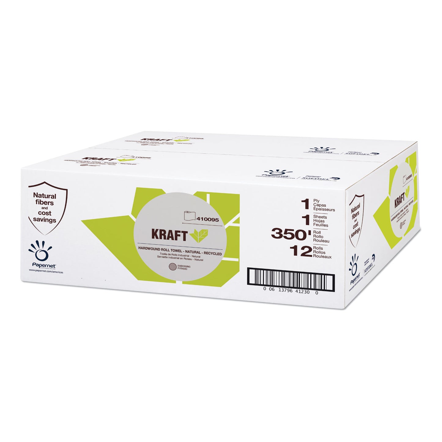 Papernet® Kraft Tech Hardwound Paper Towel, Kraft, 1-Ply, 5.5 x 5.5, Brown, 350 ft/Roll, 12 Rolls/Carton (SOD410095)
