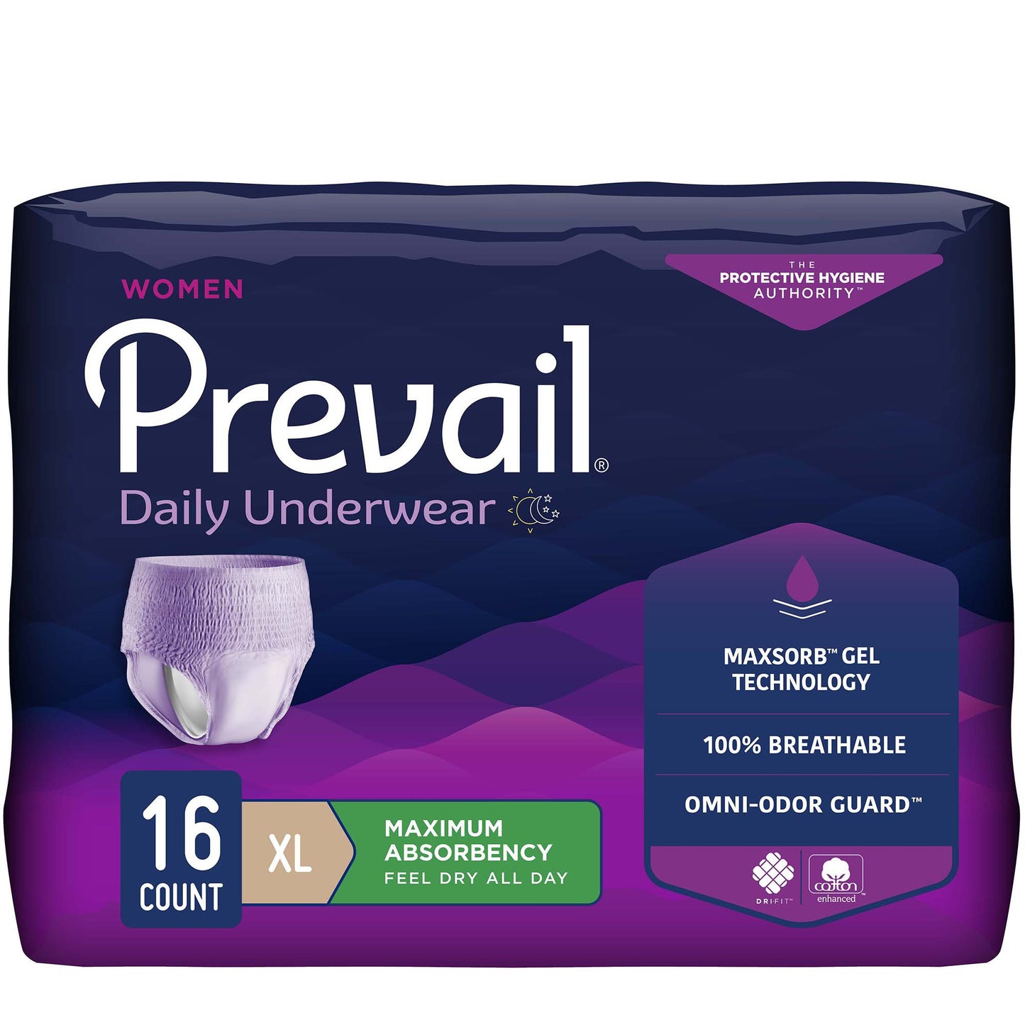 Prevail® Daily Underwear Female Adult Absorbent Underwear Pull On with Tear Away Seams X-Large Disposable Heavy Absorbency (889083_BG)
