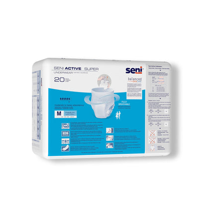 Seni® Active Super Unisex Adult Absorbent Underwear Pull On with Tear Away Seams Medium Disposable Moderate Absorbency (1163849_CS)