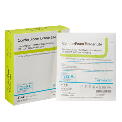 ComfortFoam™ Border Lite Thin Foam Dressing 4 X 4 Inch With Border Waterproof Backing Silicone Adhesive Square Sterile (1003181_EA)