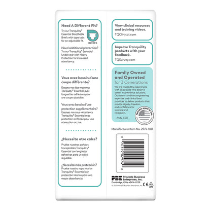 Tranquility® Essential Unisex Adult Absorbent Underwear Pull On with Tear Away Seams Small Disposable Moderate Absorbency (884709_BG)