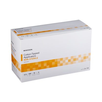 McKesson Swabstick Cotton Tip Wood Shaft 6 Inch NonSterile 100 per Pack (508716_BX)