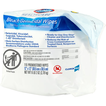 Clorox Healthcare® Bleach Germicidal Premoistened Germicidal Manual Pull Wipe 110 Count Pouch Floral Bleach Scent NonSterile (743112_CS)