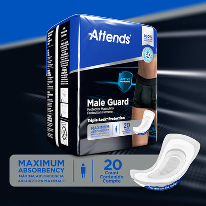 Attends® Male Guard Bladder Control Pad 12-1/2 Inch Length Heavy Absorbency Polymer Core One Size Fits Most (1039121_CS)