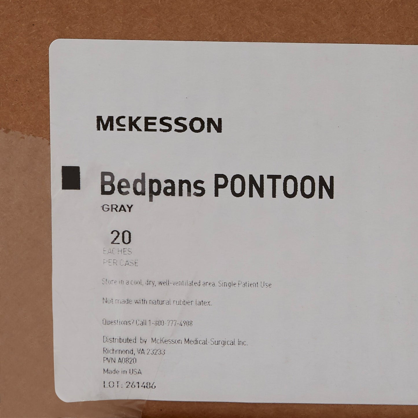 McKesson Pontoon Bedpan Graphite 2 Quart / 1893 mL (1028131_CS)
