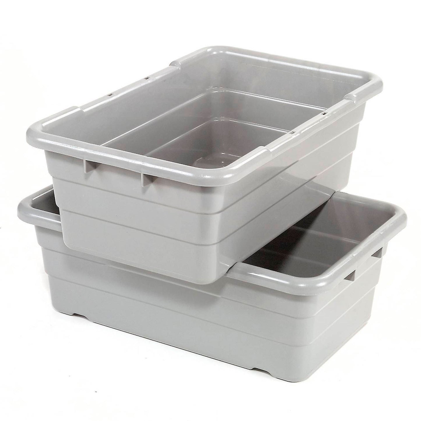 Global Industrial Plastic Cross Stack Nest Tote Tub, 25-1/8"L x 16"W x 8-1/2"H, Gray (WB795007)
