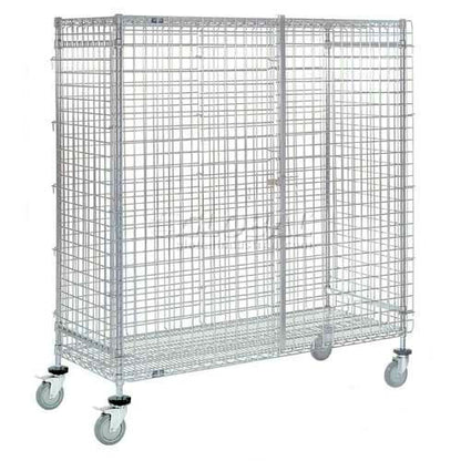 Nexel Wire Security Truck, Chrome, 24"W x 48"L x 69"H, Polyurethane, 4 Swivel Casters (WB800395)