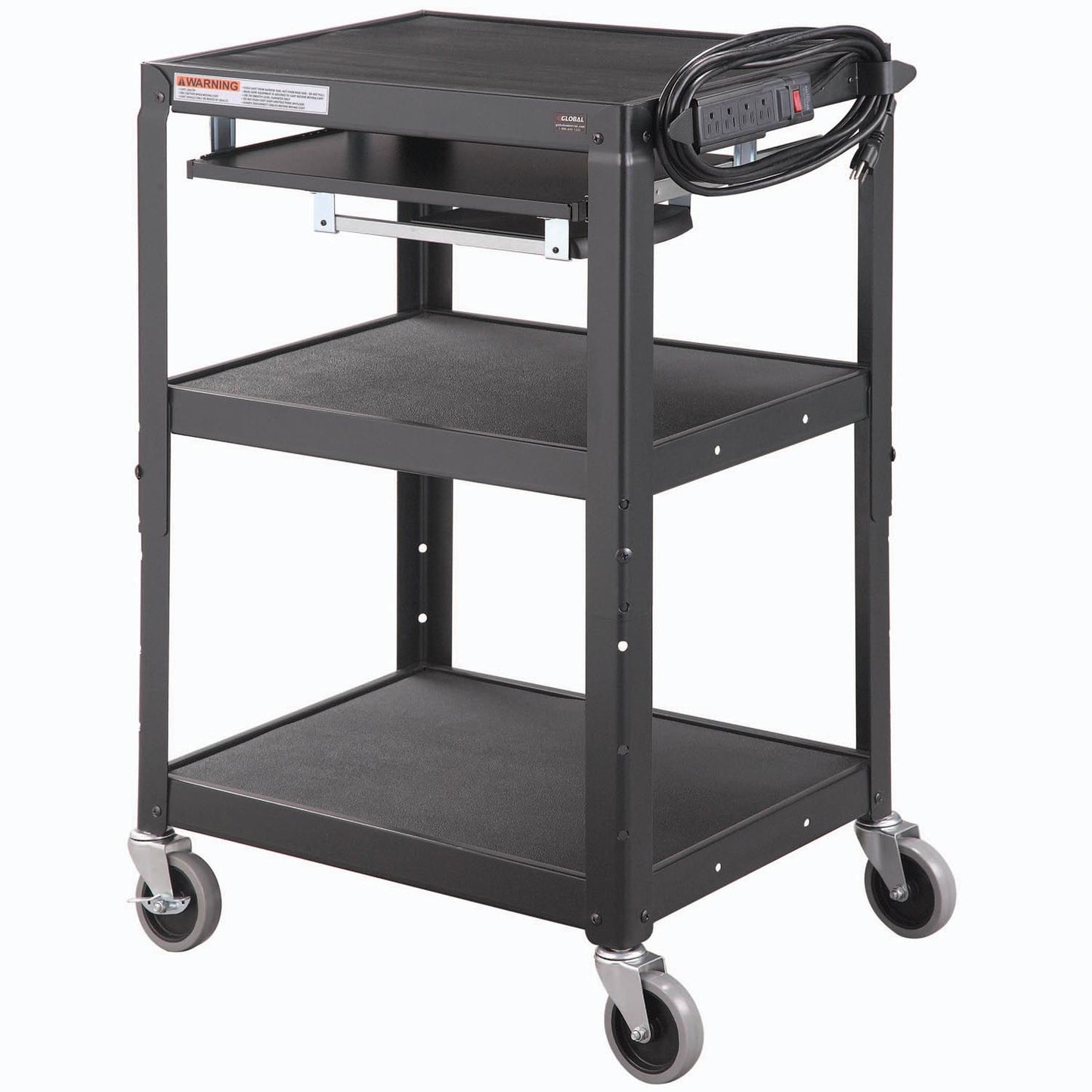 Global Industrial Steel Mobile Workstation Cart with Slide out keyboard & Mouse Shelf - Black (WB334541BK)