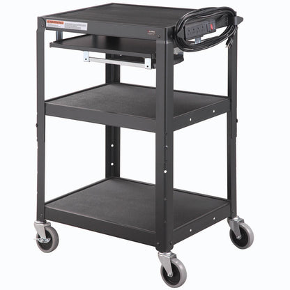 Global Industrial Steel Mobile Workstation Cart with Slide out keyboard & Mouse Shelf - Black (WB334541BK)