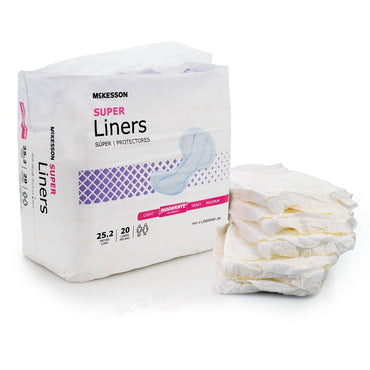 McKesson Super Incontinence Liner 25-1/5 Inch Length Moderate Absorbency Polymer Core One Size Fits Most (1187897_BG)