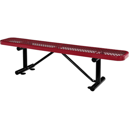 Global Industrial 6' Outdoor Steel Flat Bench, Expanded Metal, Red (WB277156RD)