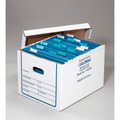 Global Industrial Transfer File Record Storage Boxes, 15"L x 12"W x 10"H, White (WB336246)