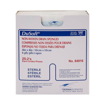 DuSoft® Drain Sponge 4 X 4 Inch 6-Ply Sterile 2 per Pack (645798_BX)