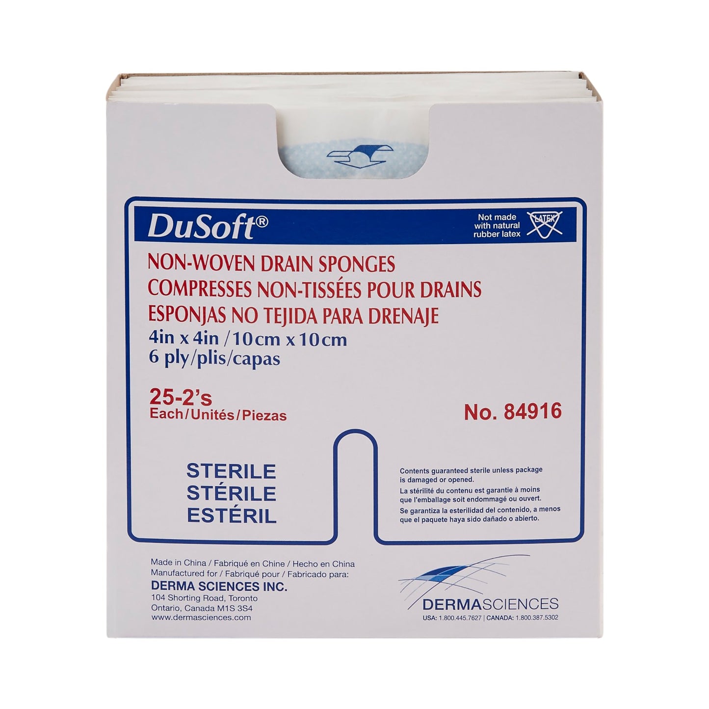 DuSoft® Drain Sponge 4 X 4 Inch 6-Ply Sterile 2 per Pack (645798_CS)