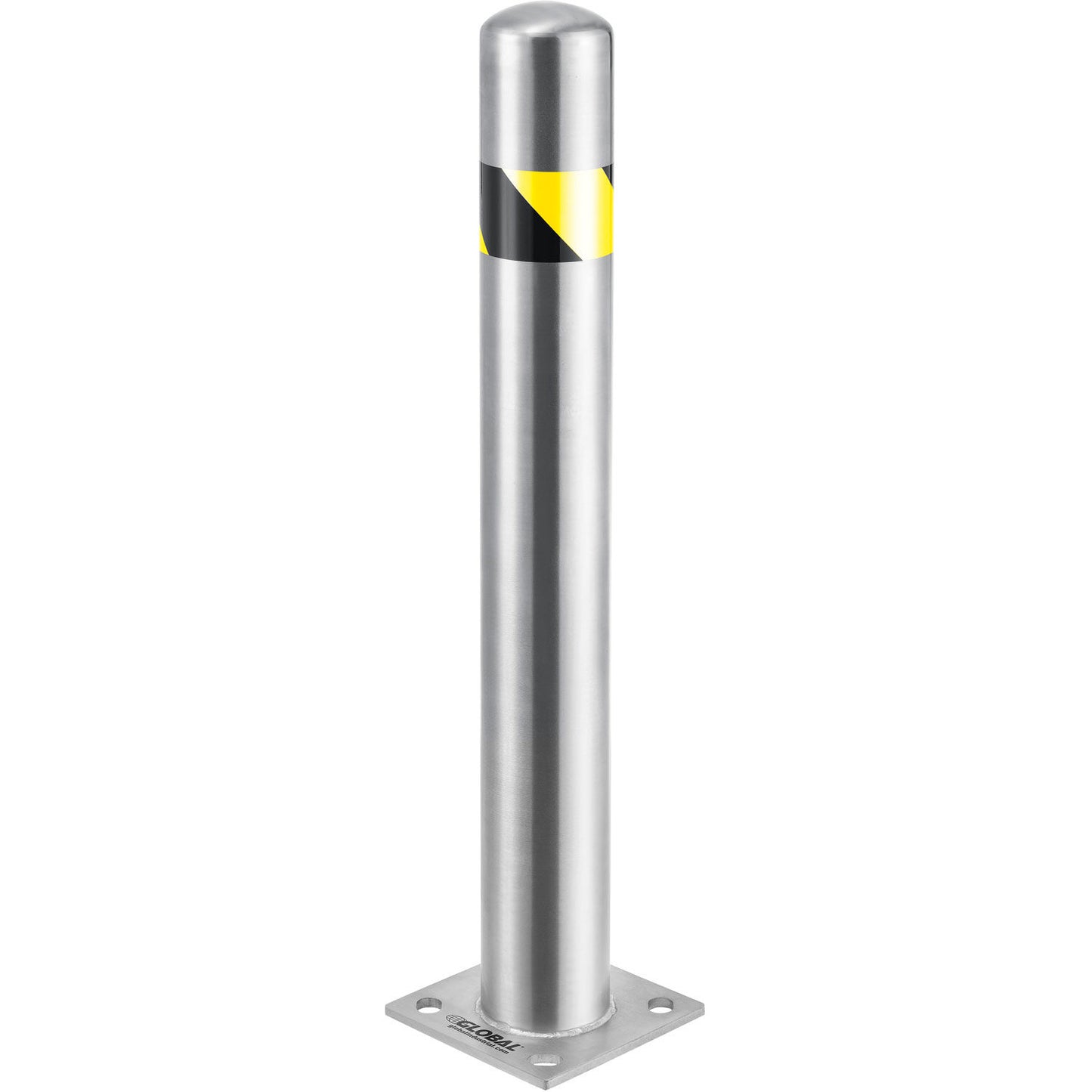 Global Industrial Surface Mount Stainless Steel Bollard W/Hazard Tape, 4.5''D x 36''H (WB337327RSS)