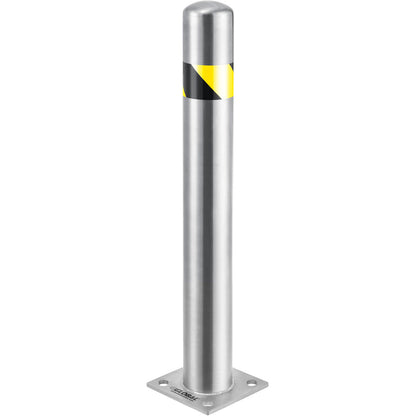 Global Industrial Surface Mount Stainless Steel Bollard W/Hazard Tape, 4.5''D x 36''H (WB337327RSS)